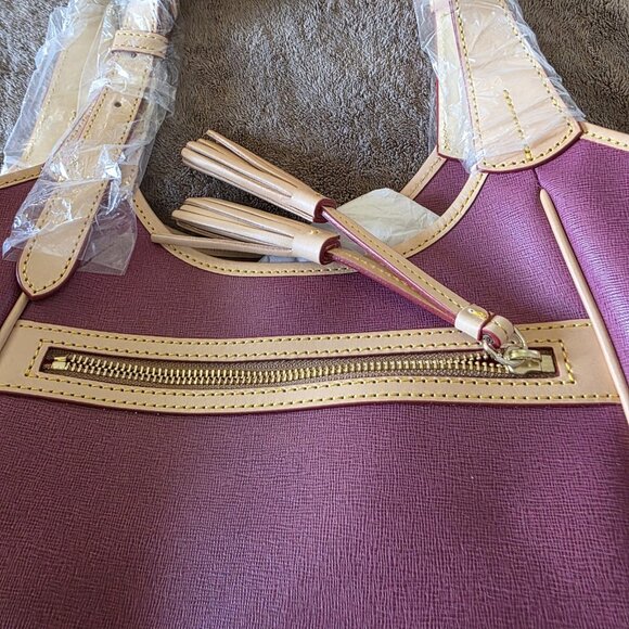 Dooney & Bourke Maddie Violet Quartz Shoulder Bag Saffiano Canvas Leather NWT - Picture 5 of 16